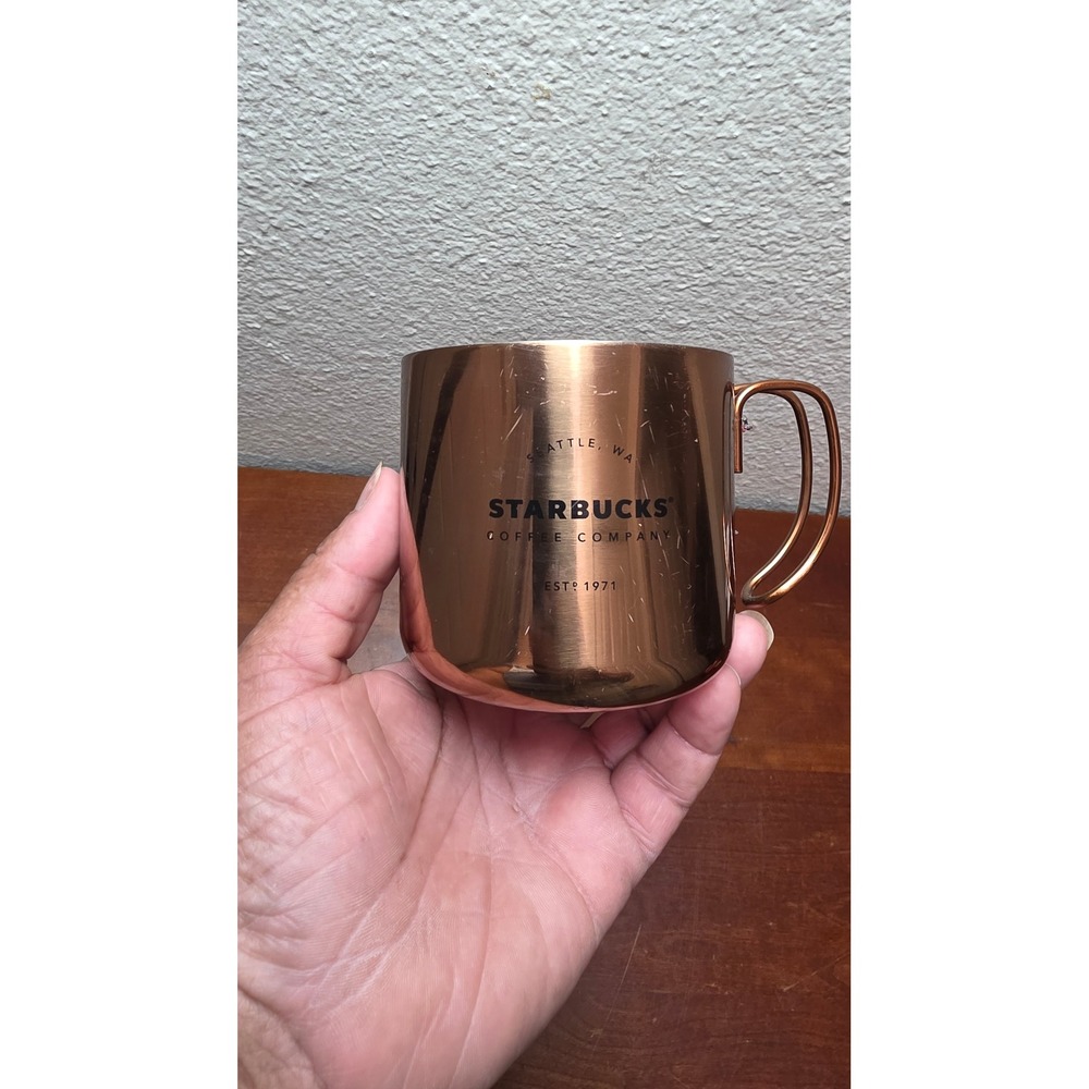 Starbucks Coffee Mug 12oz Copper Stainless Steel Seattle WA 1971 Logo